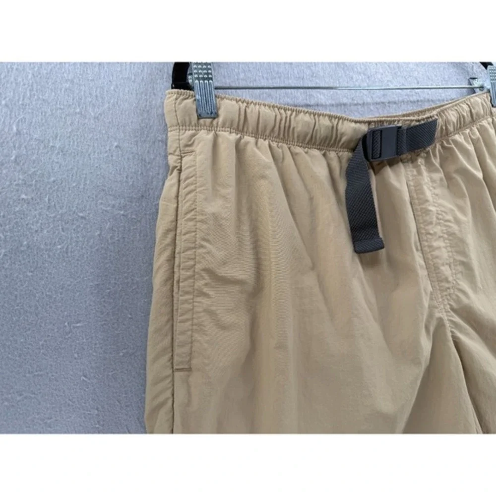 Columbia Shorts Mens L Tan Khaki Water Swim Trunks Mesh‎ Liner Zip Pocket Belted